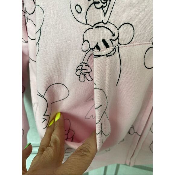 Disney Mickey Mouse Hoodie Sweatshirt Women Sz L Pink Full Zip Fleece NWT - Picture 6 of 9